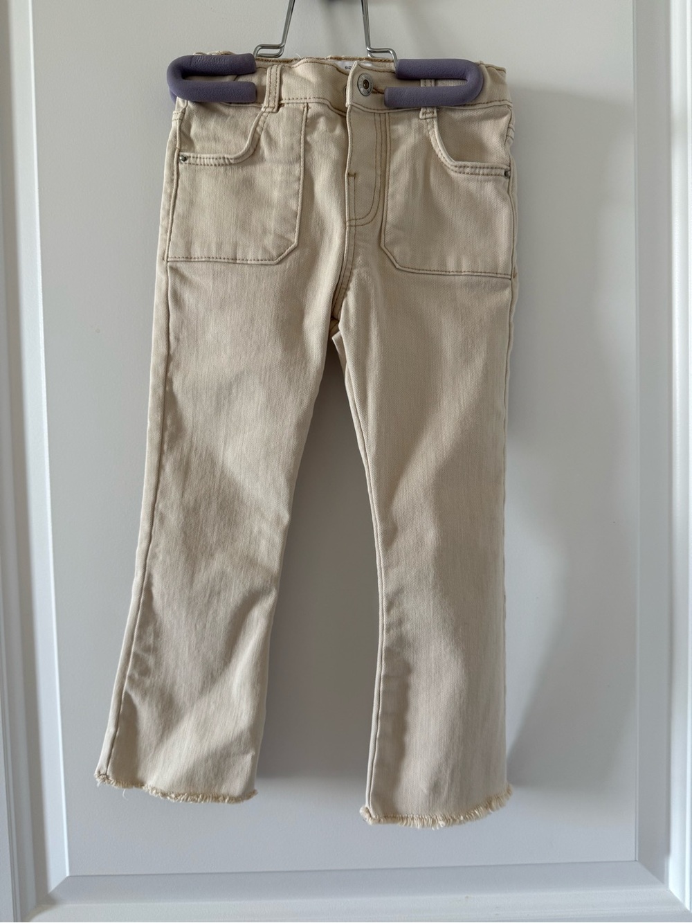 Zara Girls Cream Flare Jeans with Raw Hem